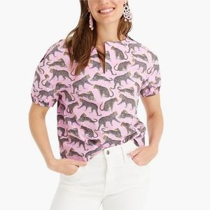 J. Crew Ratti Pink Print Cheetah Print Blouse Top Size XXS